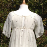 1805-1810 muslin with metal star embroidery and back ties cropped