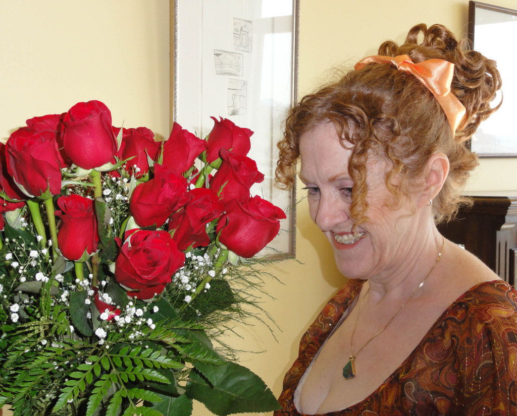 hair in fall with roses