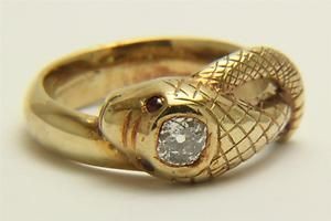 A Magnificent Georgian 0.75ct Old Cut Diamond Snake Ring In 18ct Gold Circa 1800