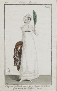 Hinged parasol, Costume Parisien, 1810