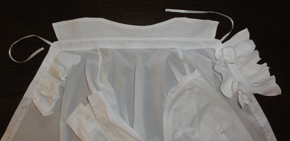 tsrce shirt showing three ruffles collar reshaping and ties