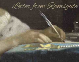 Graphic art for signature design by L.L. Diamond using an oil painting by Johannes Vermeer: "A Lady Writing."